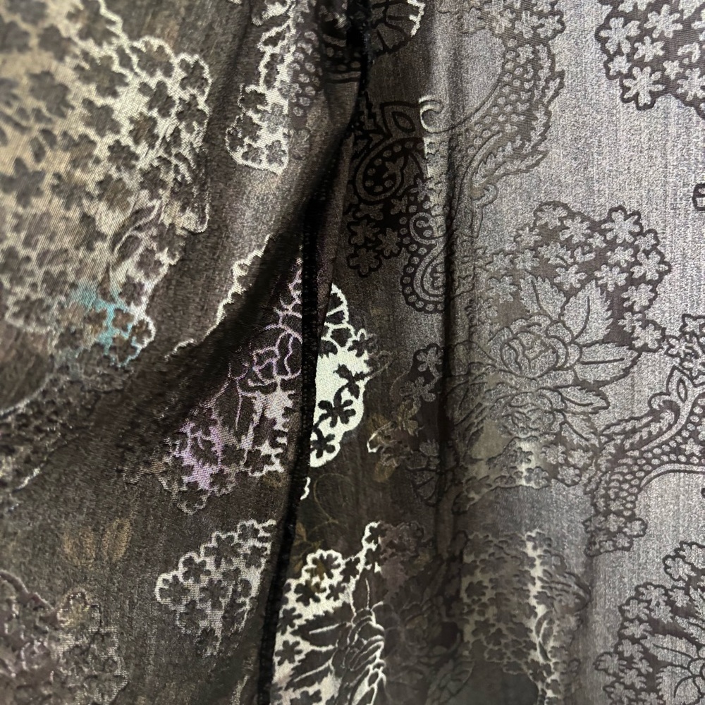 ZOA Velvet Burnout Iridescent Floral Open Cardigan M Lagenlook Boho Goth Fairy - Picture 10 of 16